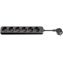Stekkerdoos 6 voudig zwart 1.5 m snoer