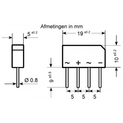 Brugcel B500C2300-1500 In-Line Diotec Afmetingen