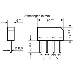Brugcel B40C1500 In-Line Afmetingen
