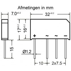 Brugcel B125C3700-2200 In-Line Diotec Afmetingen