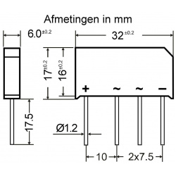 Brugcel B380C3700-2200 In-Line Diotec Afmetingen