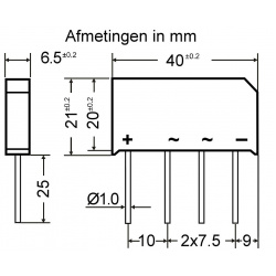 Brugcel B125C3700-2200 Brugcel In-Line General Instrument Afmetingen