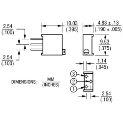 100 Ohm Cermet Multiturn Potmeter Top Adjust QIL Maatvoering