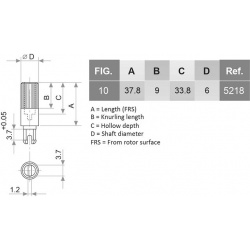 Piher 37.8mm As Zwart PT-15-GV / PT-15-GH Maatvoering