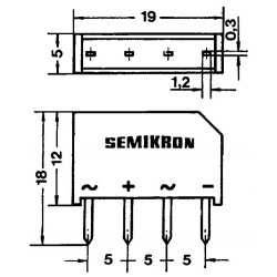 Brugcel B500C1000 In-Line Semikron Afmetingen