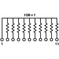390Ω SIL11 Weerstandsnetwerk 10R+1 Common Schema