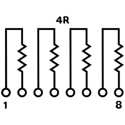47KΩ SIL8 Weerstandsnetwerk 4R Schema