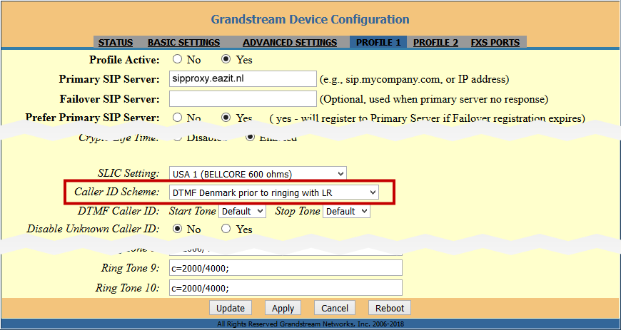 Grandstream HT812 Profile 1 DTMF CLIP