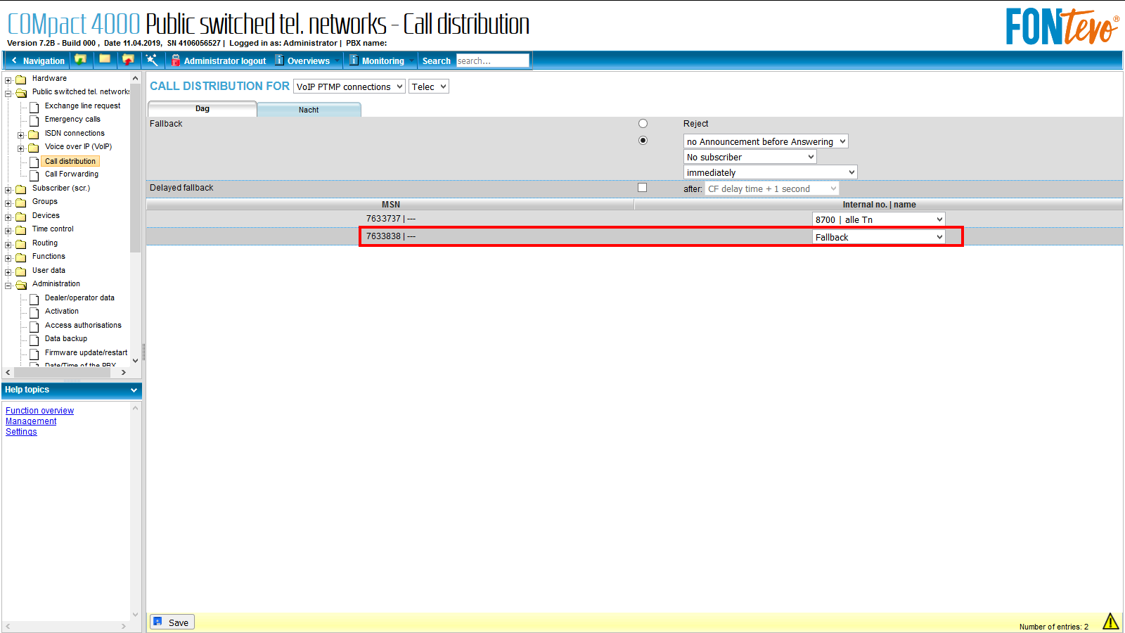 Fontevo Public switched tel. networks – Call distribution